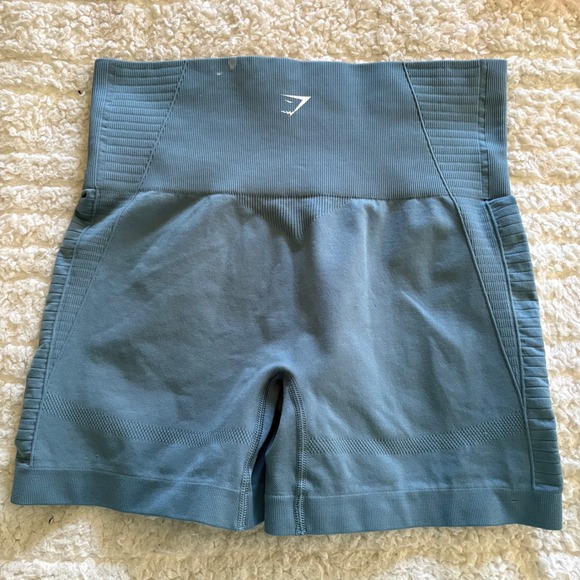 Gymshark Energy+ Seamless Shorts Blue Teal High Waisted Athletic Workout Small - Picture 2 of 6